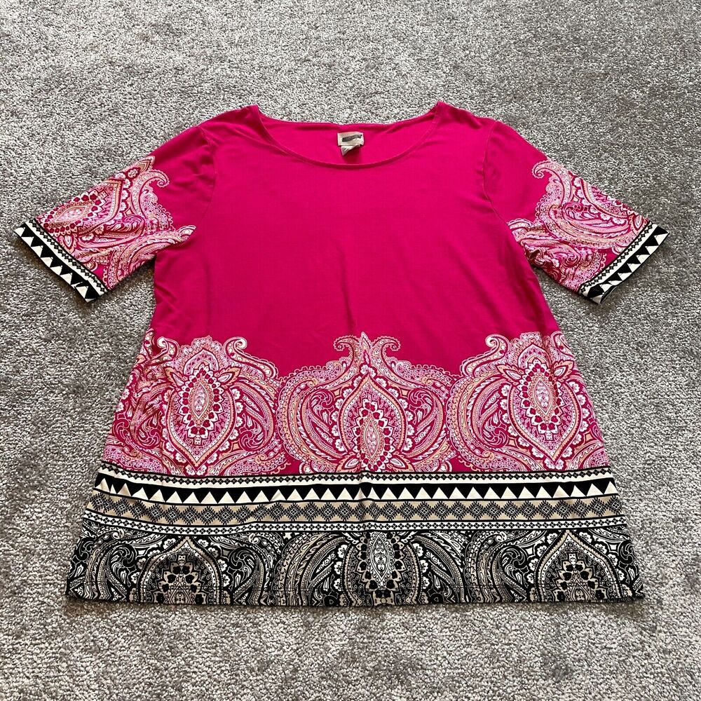 Chico's Shirt Womens Chico's Size 1 US Size Medium 8 Pink 3/4 Sleeve Rayon Top
